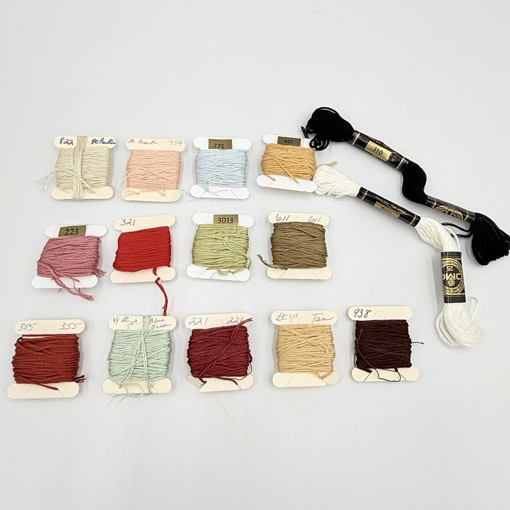 DMC Embroidery Floss Thread Lot 15 Partial Skeins Various Colors Craft